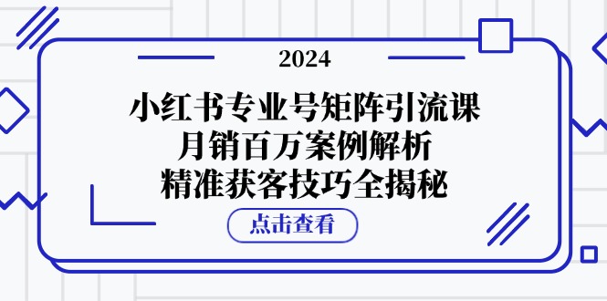 小红书专业号矩阵引流课，月销百万案例解析，精准获客技巧全揭秘-知识创作