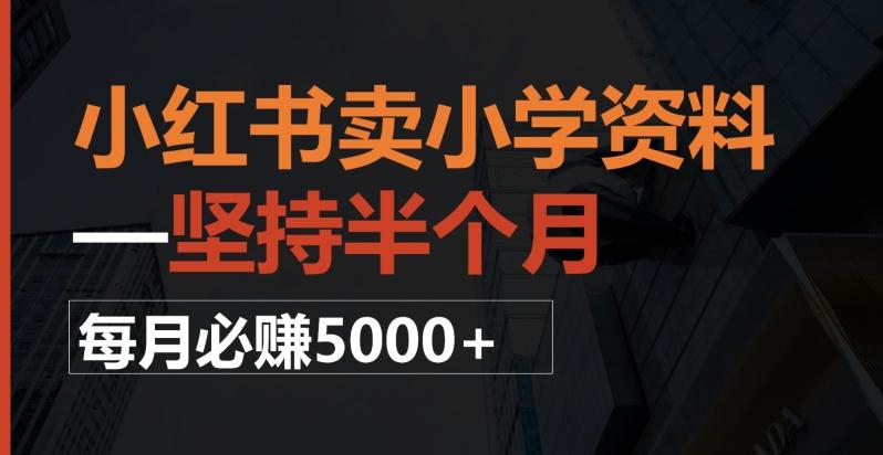 小红书卖小学资料，一坚持半个月，每月必赚5000+-知识创作