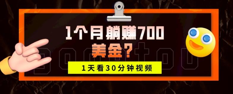 1天看30分钟视频，1个月躺赚700美金？-知识创作