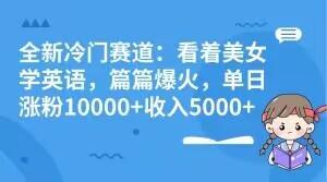 全新冷门赛道：看着美女学英语，篇篇爆火，单日涨粉10000+收入5000+-知识创作