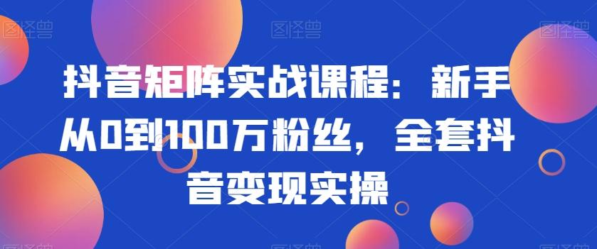 抖音矩阵实战课程：新手从0到100万粉丝，全套抖音变现实操-知识创作