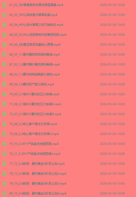 图片[4]-2024单品正价起号，直播素材投流选品：选品课+投流课+素材课+卡首屏/100节-知识创作