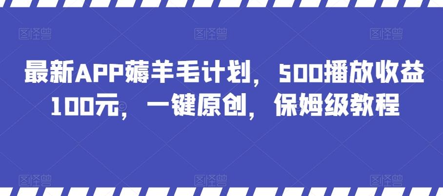 最新APP薅羊毛计划，500播放收益100元，一键原创，保姆级教程-知识创作