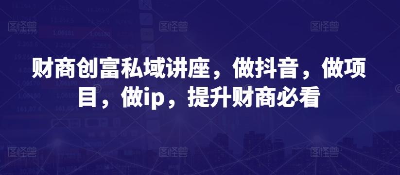 财商创富私域讲座，做抖音，做项目，做ip，提升财商必看-知识创作
