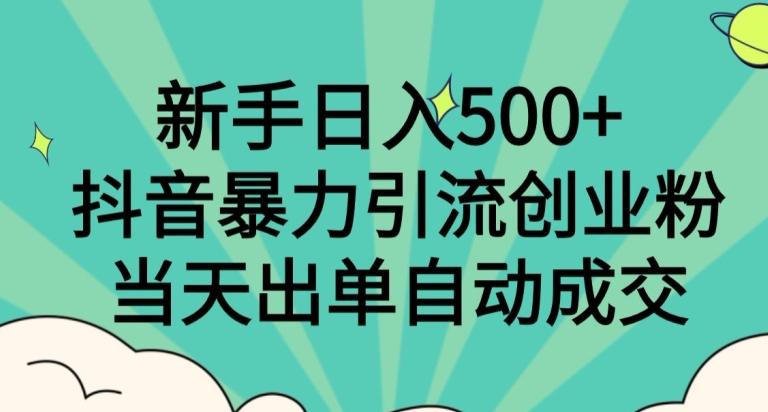 新手日入500+，抖音暴力引流创业粉，当天出单自动成交-知识创作
