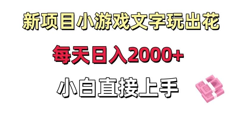 新项目小游戏文字玩出花日入2000+，每天只需一小时，小白直接上手【揭秘】-知识创作