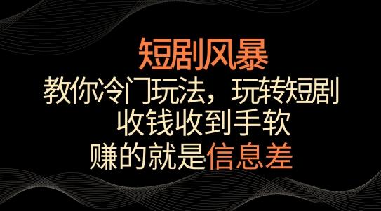 短剧风暴，教你冷门玩法，玩转短剧，收钱收到手软【揭秘】-知识创作