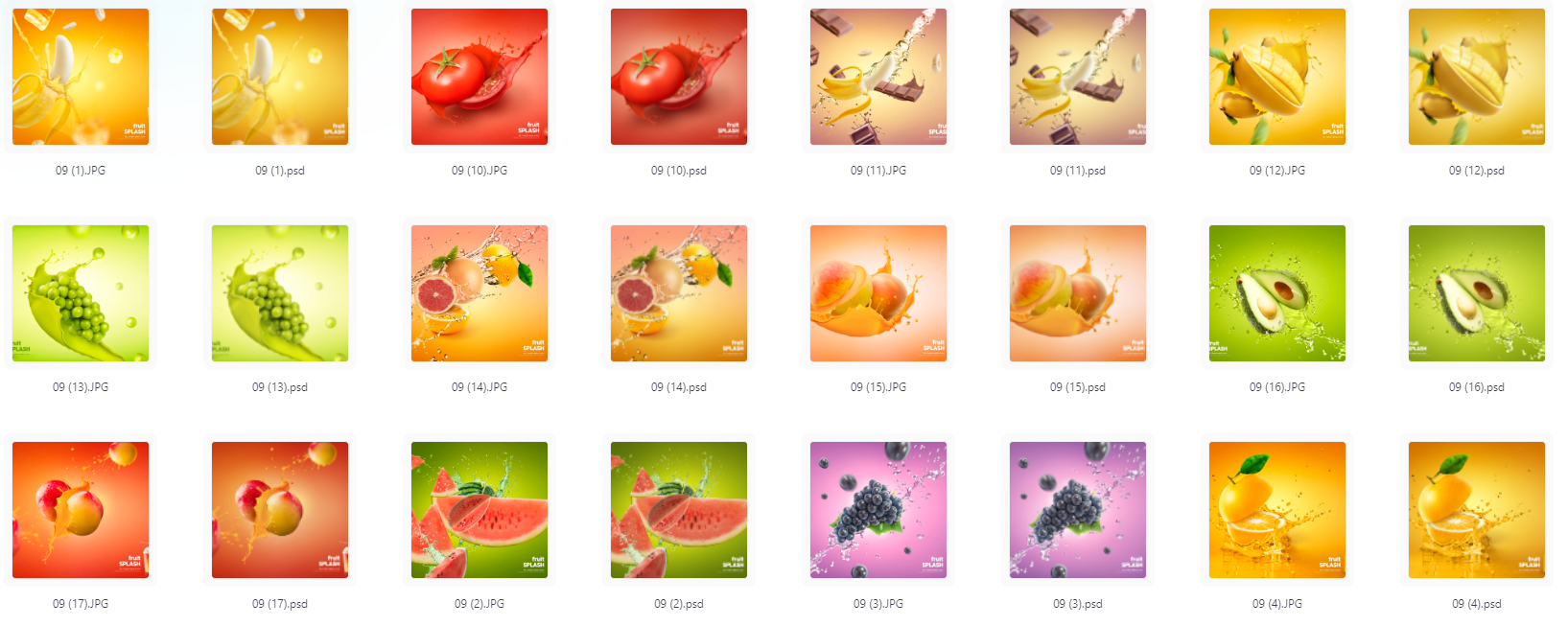 餐饮水果PS模版设计素材17款-知识创作