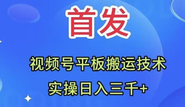 全网首发：视频号平板搬运技术，实操日入三千＋-知识创作
