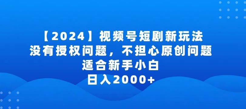 2024视频号短剧玩法，没有授权问题，不担心原创问题，适合新手小白，日入2000+【揭秘】-知识创作