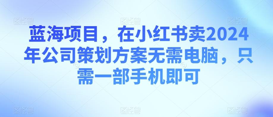 蓝海项目，在小红书卖2024年公司策划方案无需电脑，只需一部手机即可-知识创作