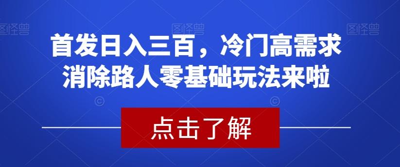 首发日入三百，冷门高需求消除路人零基础玩法来啦【揭秘】-知识创作