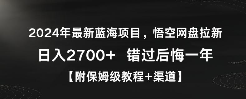 2024年最新蓝海项目，悟空网盘拉新，日入2700+错过后悔一年【附保姆级教程+渠道】【揭秘】-知识创作