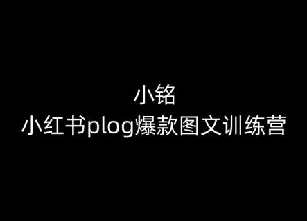 小铭-小红书plog爆款图文训练营，教你从0-1做小红书-知识创作