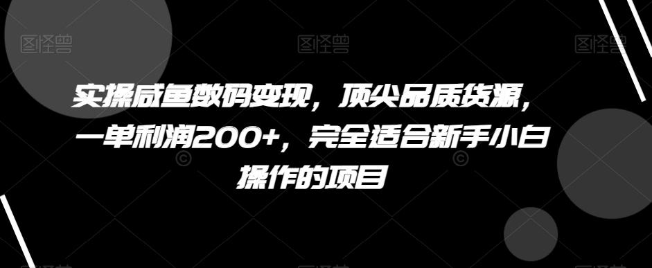 实操咸鱼数码变现，顶尖品质货源，一单利润200+，完全适合新手小白操作的项目【揭秘】-知识创作