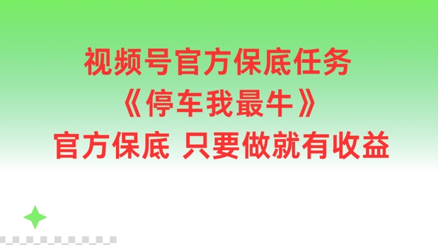 视频号官方保底任务，停车我最牛，官方保底只要做就有收益【揭秘】-知识创作