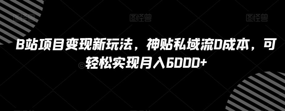 B站项目变现新玩法，神贴私域流0成本，可轻松实现月入6000+【揭秘】-知识创作