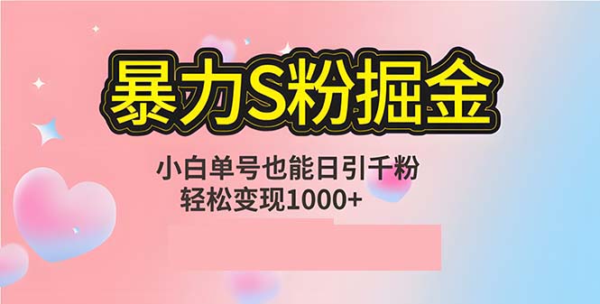单人单机日引千粉，变现1000+，S粉流量掘金计划攻略-知识创作