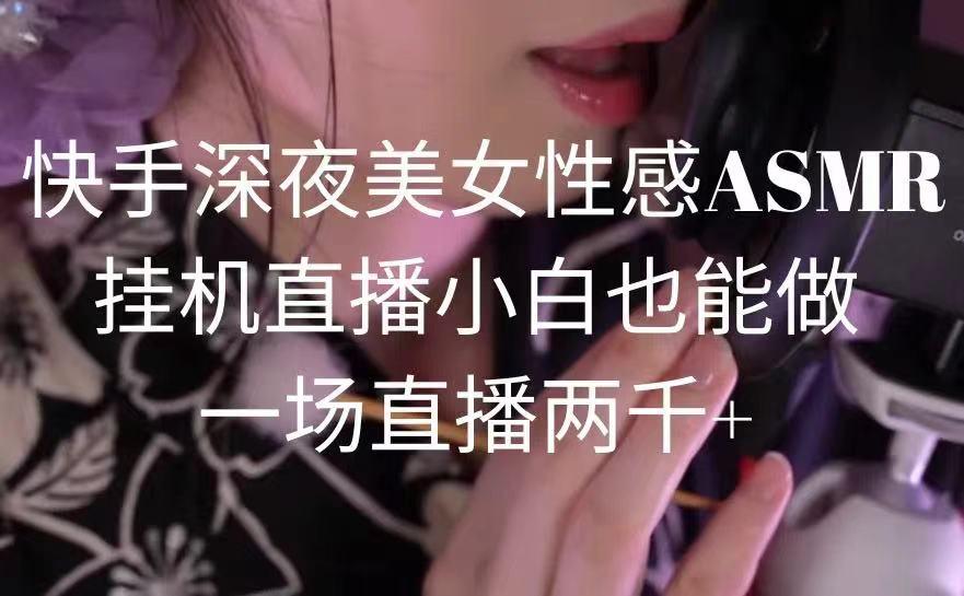 快手深夜美女性感ASMR挂机直播，小白也能做，一场直播两千+-知识创作