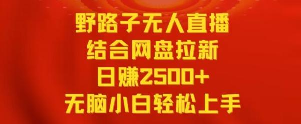 野路子无人直播结合网盘拉新，日赚2500+，小白无脑轻松上手【揭秘】-知识创作